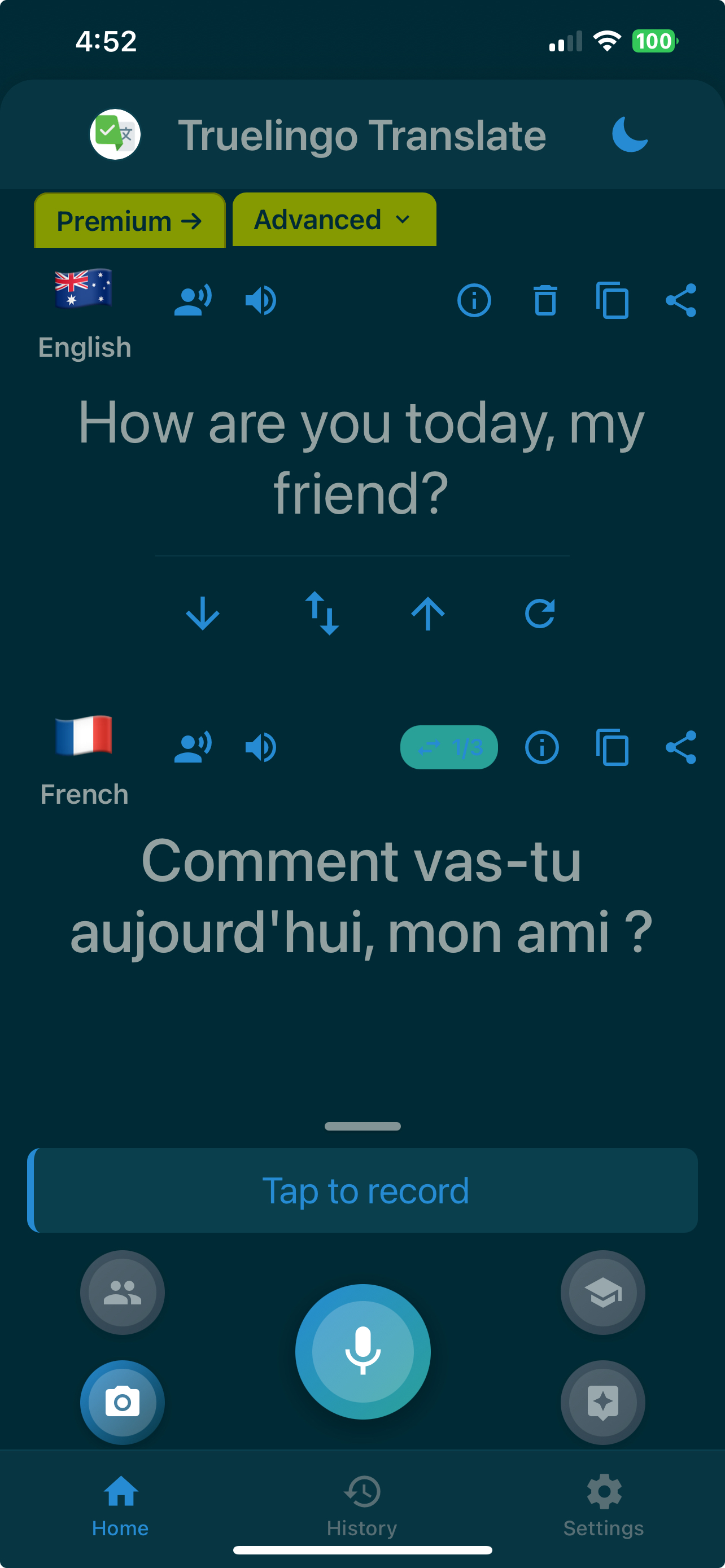 Truelingo Translation App Interface